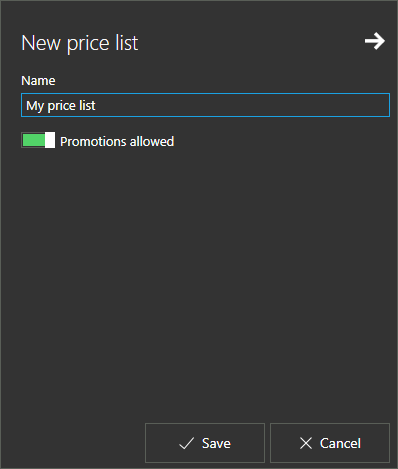 Price list form