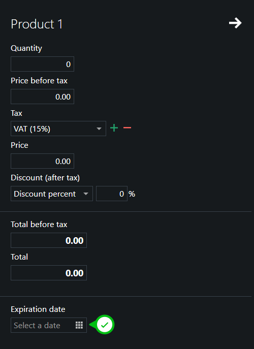 Expiration date on purchase item
