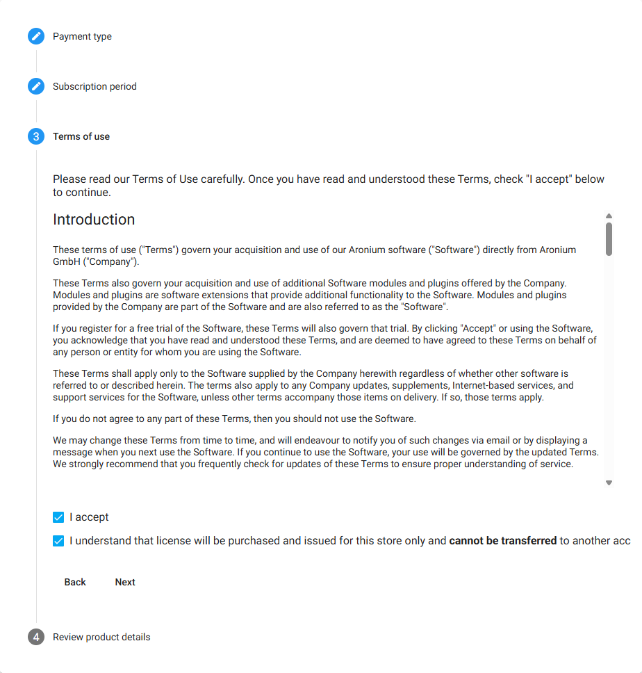 Accept terms and conditions