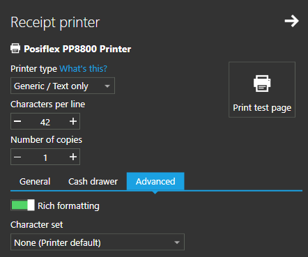 Printer advanced settings