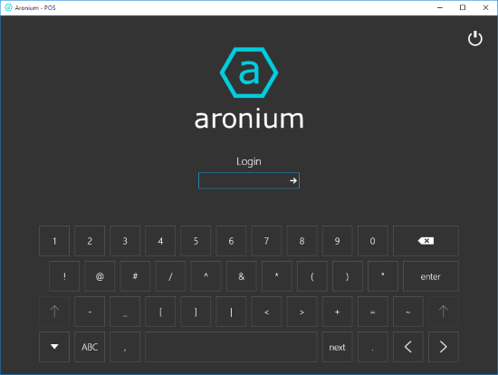 Aronium login screen